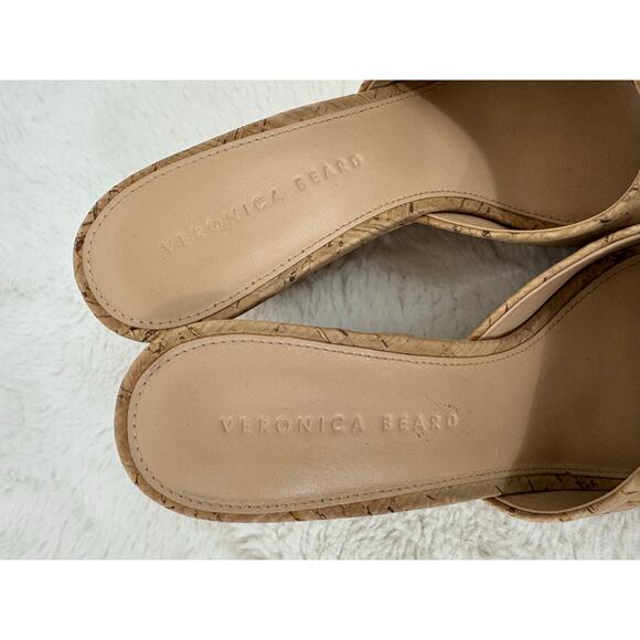 Veronica Beard Cork Wedge Mule Sandals Size 9 Designer Heels - Picture 6 of 10